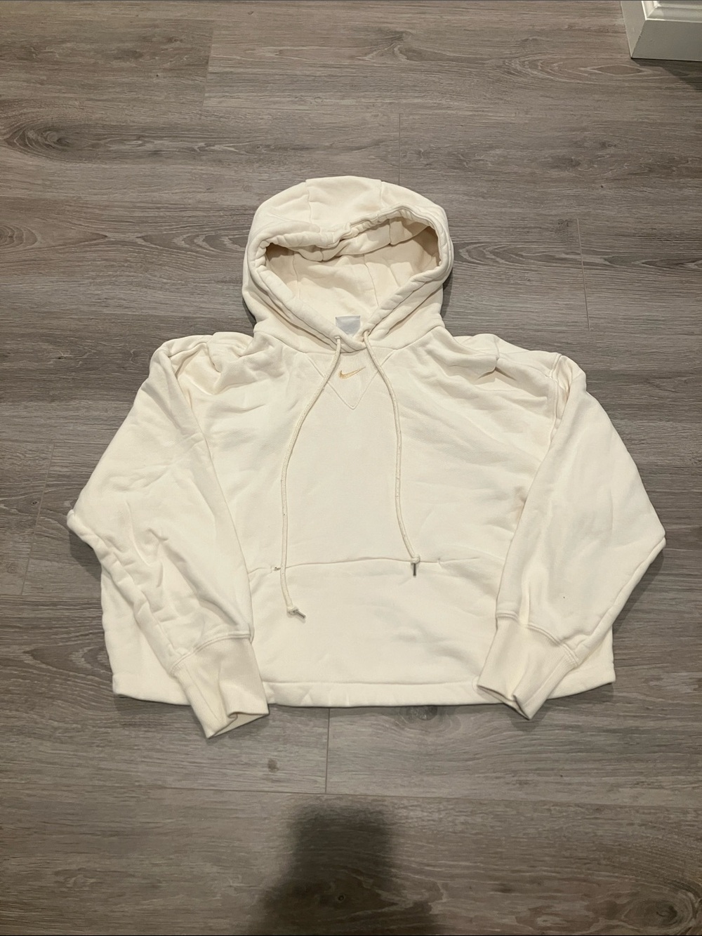 Nike Cream Cropped Hoodie with Subtle Swoosh